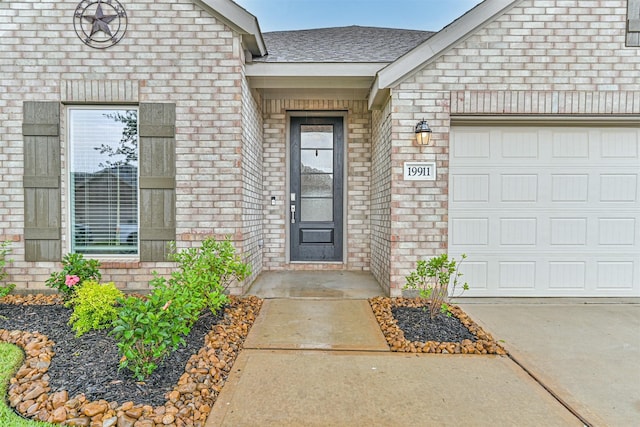19911 Paros Island Dr, Hockley, TX 77447 - view of exterior entry featuring brick siding, a garage, and driveway