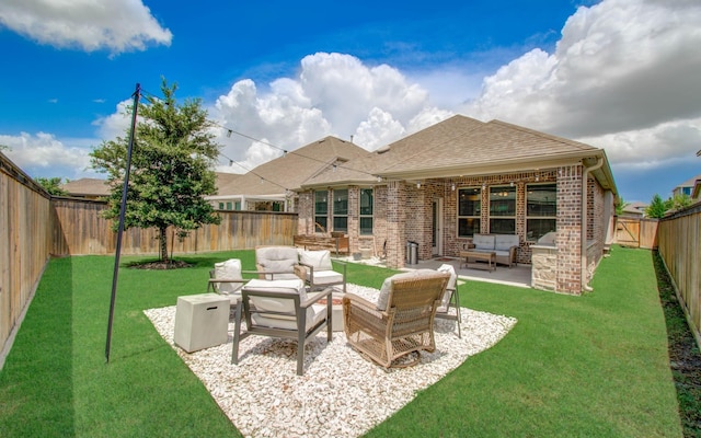 15023 Eves Necklace Ct, Cypress, TX 77433 - fenced backyard with an outdoor living space and a patio