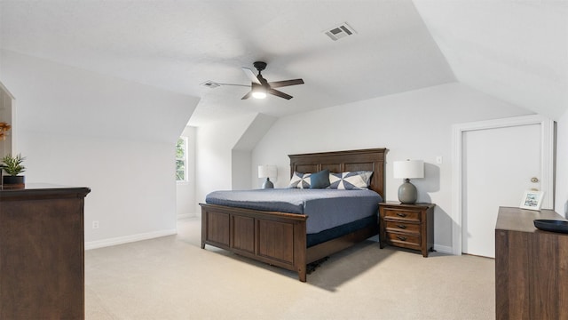 27938 Deer Run St, Montgomery, TX 77356 - bedroom with lofted ceiling, light colored carpet, and a ceiling fan