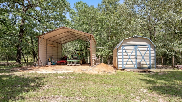 27938 Deer Run St, Montgomery, TX 77356 - view of grassy yard with a shed and a detached carport
