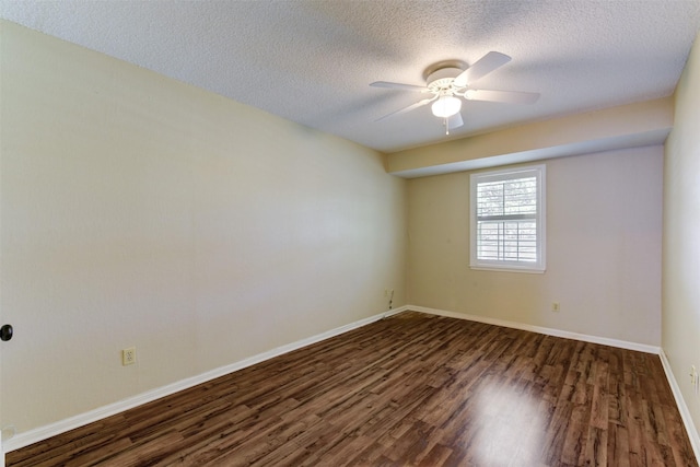 14436 Misty Meadow Ln, Houston, TX 77079 - empty room with dark wood-style flooring, a ceiling fan, and a textured ceiling