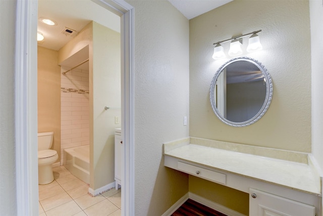 14436 Misty Meadow Ln, Houston, TX 77079 - bathroom featuring tile patterned floors, vanity, and  shower combination