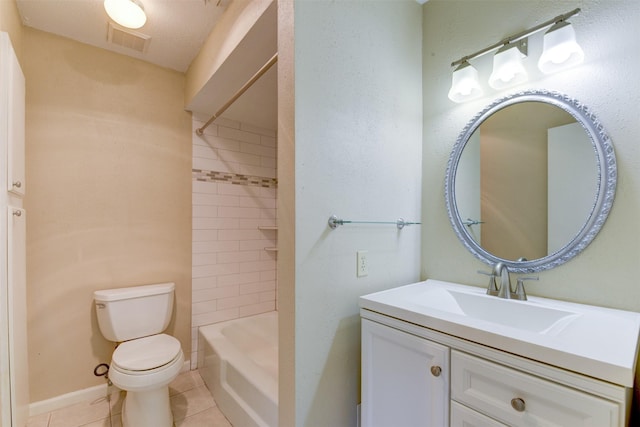 14436 Misty Meadow Ln, Houston, TX 77079 - bathroom with tile patterned flooring, vanity, and tub / shower combination