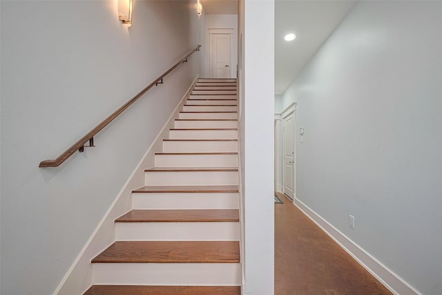 5307 Nett St Unit C, Houston, TX 77007 - stairs featuring recessed lighting and finished concrete floors