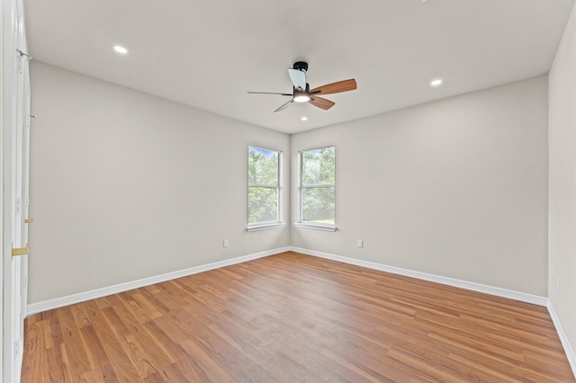7347 Liberty Ridge Ln, Houston, TX 77049 - empty room with a ceiling fan, light wood-style floors, and recessed lighting