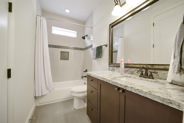 925 W 19th St Unit B, Houston, TX 77008 - full bathroom featuring vanity, shower / tub combo with curtain, and tile patterned floors