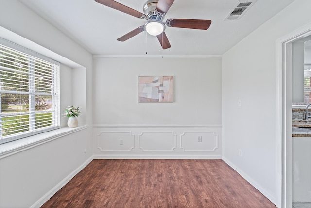 11826 Bandlon Dr, Houston, TX 77072 - spare room with dark wood-type flooring and ceiling fan
