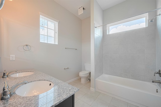 915 Lakeland Cir, Rosharon, TX 77583 - full bath with tile patterned flooring, bathing tub / shower combination, and double vanity