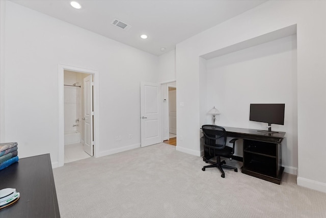 1211 Bonner St, Houston, TX 77007 - home office featuring carpet floors and recessed lighting