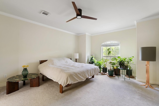 9103 Creekstone Lake Dr, Houston, TX 77054 - carpeted bedroom featuring crown molding and a ceiling fan