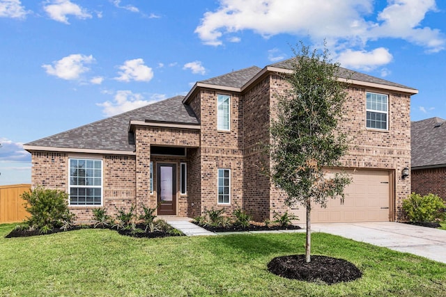 3126 Banyan Dr, Texas City, TX 77510 - view of front of house featuring brick siding, concrete driveway, an attached garage, and roof with shingles