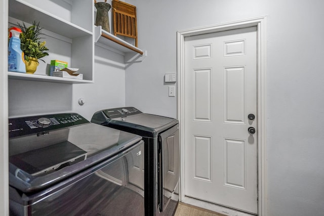 9227 Forest Creek Dr, Tomball, TX 77375 - laundry area featuring separate washer and dryer and a desk