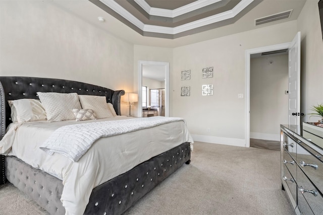 27902 Middlewater View Ln, Katy, TX 77494 - bedroom featuring ornamental molding, carpet floors, and a raised ceiling