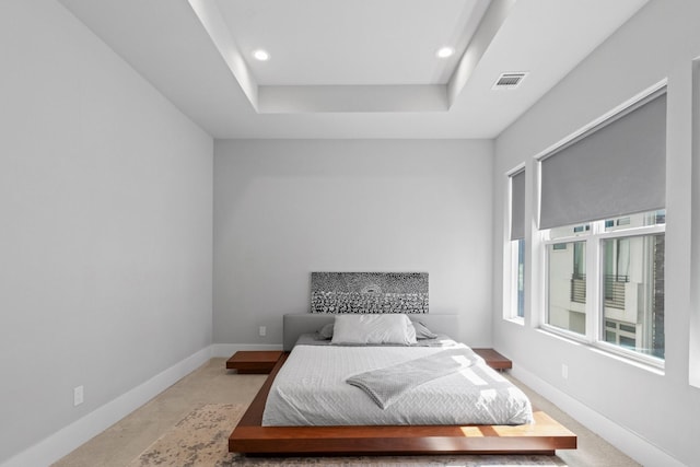1617 Wheeler St Unit C, Houston, TX 77004 - carpeted bedroom featuring a tray ceiling and recessed lighting