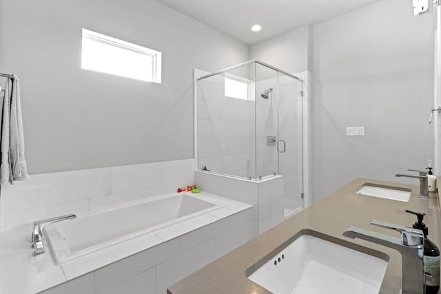 1617 Wheeler St Unit C, Houston, TX 77004 - full bath featuring a garden tub, a stall shower, double vanity, and recessed lighting