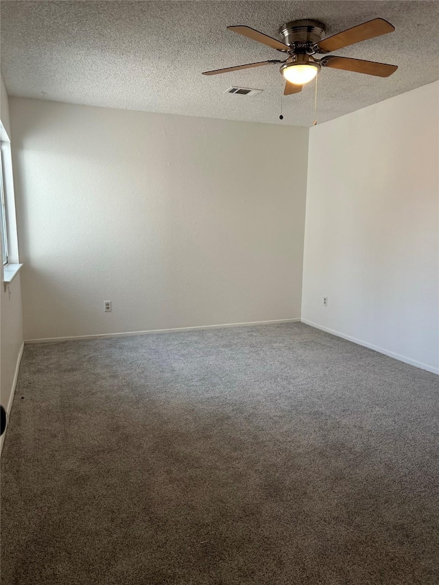 12922 Wirevine Ln, Houston, TX 77072 - unfurnished room with a ceiling fan, a textured ceiling, and carpet flooring