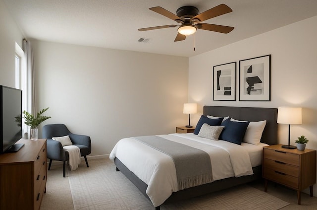 12922 Wirevine Ln, Houston, TX 77072 - bedroom with light colored carpet and a ceiling fan