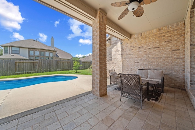 4314 Walden Terrace Ln, Humble, TX 77396 - fenced backyard with ceiling fan and a patio area