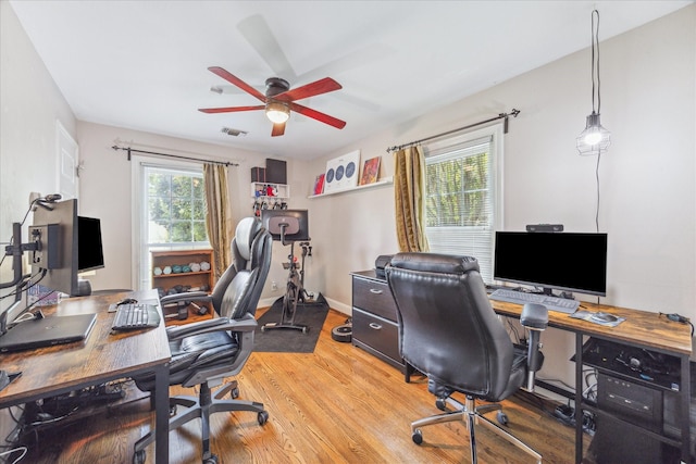 308 W 33rd St, Houston, TX 77018 - office space featuring ceiling fan and wood finished floors