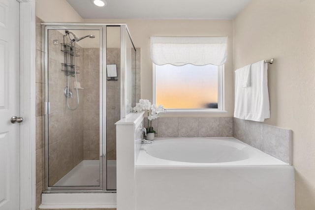 15006 Zenith Glen Ln, Cypress, TX 77429 - full bathroom featuring a bath and a stall shower