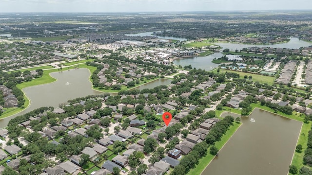 17515 Prospect Meadows Dr, Houston, TX 77095 - aerial overview of property's location with a nearby body of water and nearby suburban area
