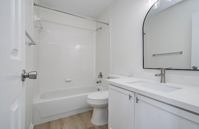 17515 Prospect Meadows Dr, Houston, TX 77095 - bathroom with vanity, wood finished floors, and washtub / shower combination