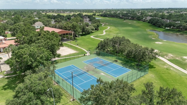 17515 Prospect Meadows Dr, Houston, TX 77095 - bird's eye view of a golf club and a large body of water