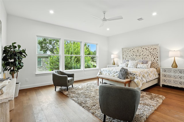 4951 Glenmeadow Dr, Houston, TX 77096 - bedroom with wood finished floors, recessed lighting, and ceiling fan