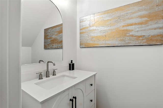 4951 Glenmeadow Dr, Houston, TX 77096 - bathroom with vanity and lofted ceiling