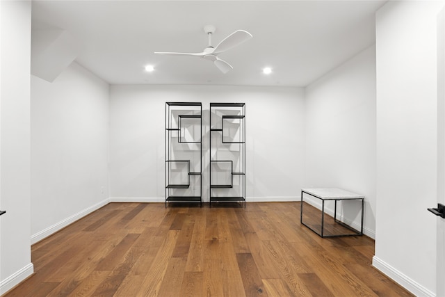 4951 Glenmeadow Dr, Houston, TX 77096 - unfurnished room featuring wood finished floors, ceiling fan, and recessed lighting