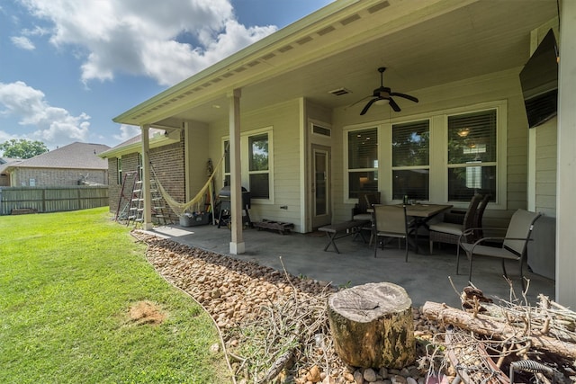 12118 Enclave Ct, Santa Fe, TX 77510 - view of patio featuring grilling area and ceiling fan