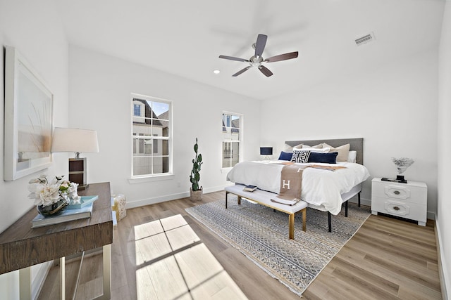 11102 Savannah Oaks Ln, Houston, TX 77043 - bedroom with wood finished floors, recessed lighting, and a ceiling fan