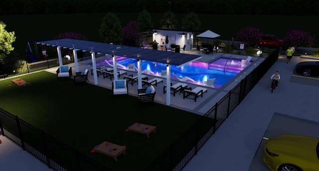 8707 Padua Ln, Houston, TX 77055 - view of pool at twilight