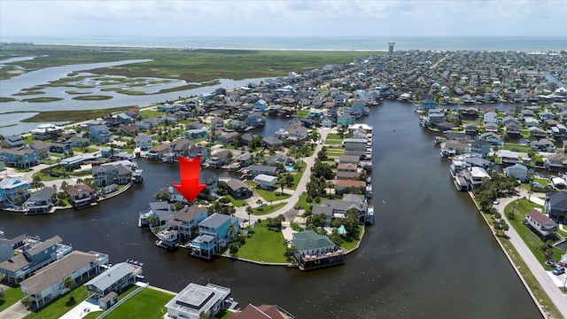 4216 Karankawa Way, Jamaica Beach, TX 77554 - aerial view of property's location with a large body of water and nearby suburban area