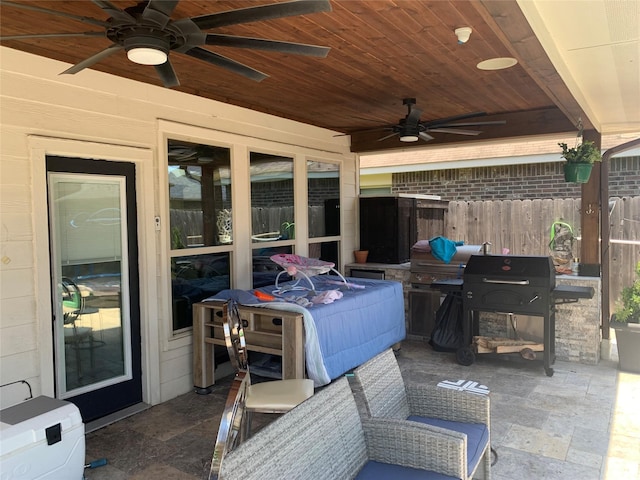 8927 Alcina Dr, Tomball, TX 77375 - view of patio featuring a ceiling fan