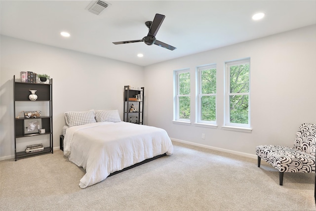 1711 Mossy Stone Dr, Houston, TX 77077 - bedroom with carpet flooring, recessed lighting, and ceiling fan