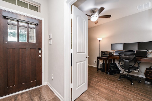 18534 Ariat Dr, Cypress, TX 77429 - entryway with wood finished floors and ceiling fan