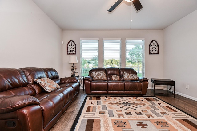 18534 Ariat Dr, Cypress, TX 77429 - living area with ceiling fan, wood finished floors, and healthy amount of natural light