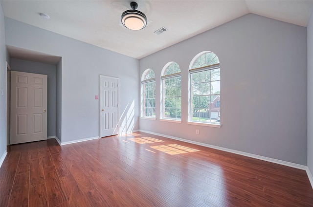 3402 Santa Catalina Ct, Katy, TX 77450 - unfurnished room with wood finished floors, a smoke detector, and lofted ceiling
