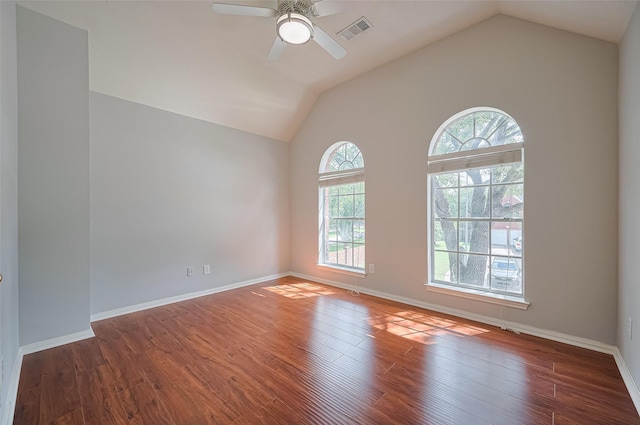 3402 Santa Catalina Ct, Katy, TX 77450 - spare room featuring ceiling fan, vaulted ceiling, and wood finished floors