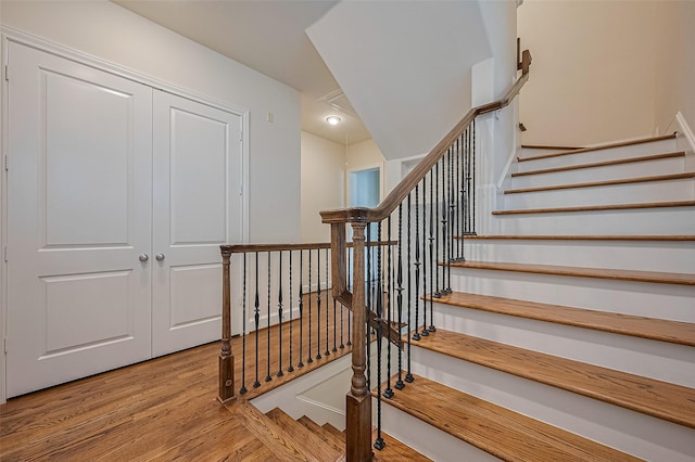 1035 E 28th St, Houston, TX 77009 - stairs featuring wood finished floors