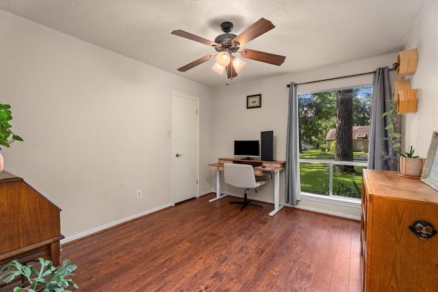 4638 Deer Point Dr, Spring, TX 77389 - office space with dark wood-style floors and a ceiling fan