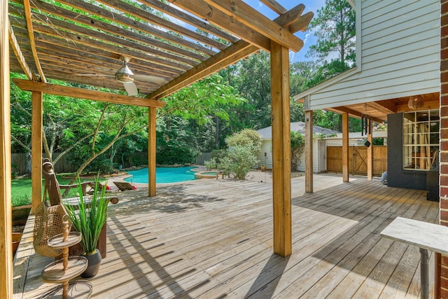 58 E Coldbrook Cir, The Woodlands, TX 77381 - wooden deck with a fenced backyard and a pergola