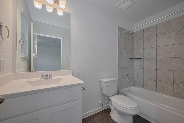 27097 Kestrel Trl, Magnolia, TX 77354 - bathroom featuring vanity, tub / shower combination, and wood finished floors