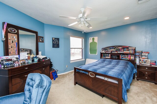 7719 Apache Plume Dr, Houston, TX 77071 - bedroom with carpet floors, ceiling fan, and recessed lighting