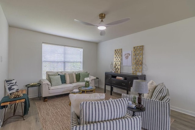 4310 Peppermint Hill Ln, Richmond, TX 77469 - living room featuring wood finished floors and a ceiling fan