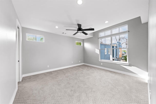 1412 Weiss St, Houston, TX 77009 - carpeted empty room with ceiling fan and recessed lighting