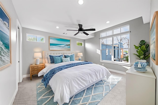 1412 Weiss St, Houston, TX 77009 - bedroom with carpet, recessed lighting, and ceiling fan