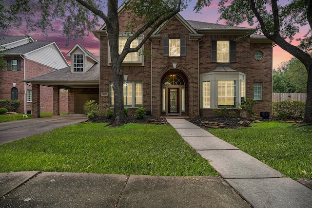 4619 Jade Green Ct, Houston, TX 77059 - view of front of house with brick siding, a garage, asphalt driveway, and roof with shingles