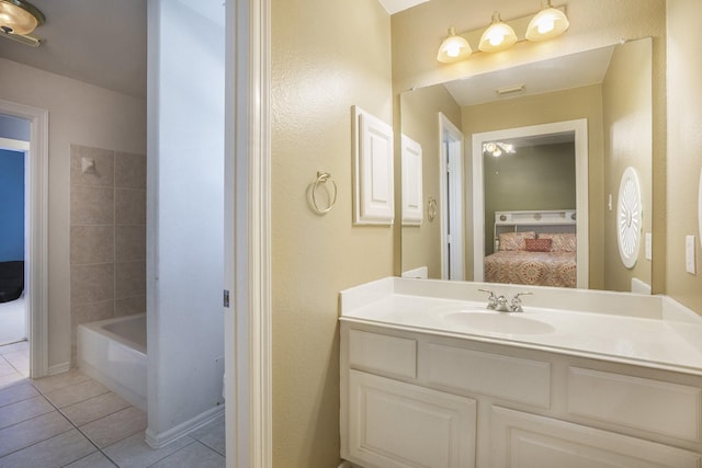 4619 Jade Green Ct, Houston, TX 77059 - bathroom featuring connected bathroom, tile patterned floors, vanity, and  shower combination